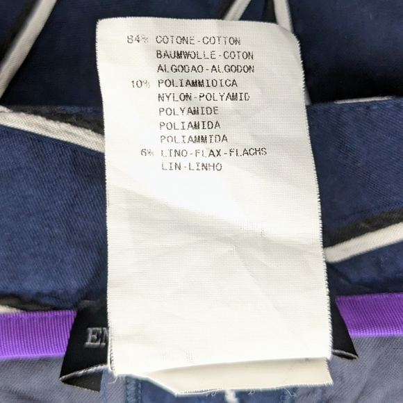 Sz 2 Emporio Armani Blue-White-Black Stripe Pleated Parachute Crop Trouser Pants - Picture 10 of 10